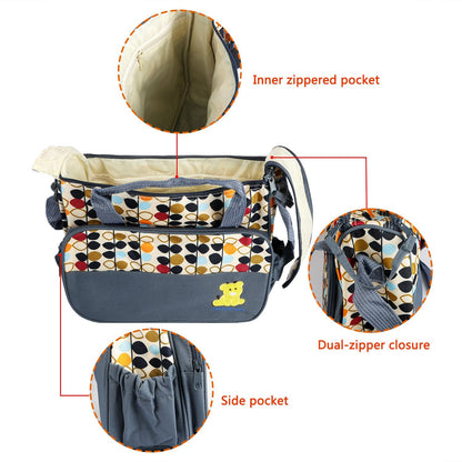 5PCS Baby Nappy Diaper Bags Set Mummy Diaper Shoulder Bags w/ Nappy Changing Pad Insulated Pockets Travel Tote Bags - Premium Tote Bags from Doba - Just $70.62! Shop now at Handbags Specialist Headquarter