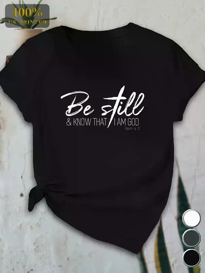 Plus Size Women's T-Shirt - "Be Still & Know That I Am God" Graphic, - Premium Women's T Shirt from Doba - Just $21.08! Shop now at Handbags Specialist Headquarter
