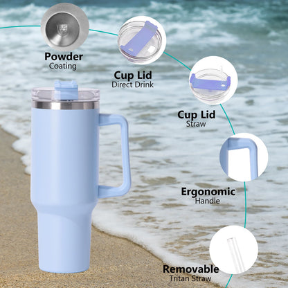 40oz large capacity tumbler, With Handle And Straw Lid, Insulated Reusable Stainless Steel Water Bottles Travel Mug Coffee Cup car cup water cup For Men Women Outdoor Camping Driving,  gift - Premium Water Bottles from Doba - Just $31.60! Shop now at Handbags Specialist Headquarter