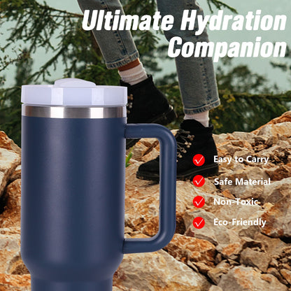 40oz V2 large capacity tumbler,  With Handle And Straw Lid, Insulated Reusable Stainless Steel Water Bottles Travel Mug Coffee Cup car cup water cup For Men Women Outdoor Camping Driving, gift - Premium Water Bottles from Doba - Just $31.60! Shop now at Handbags Specialist Headquarter