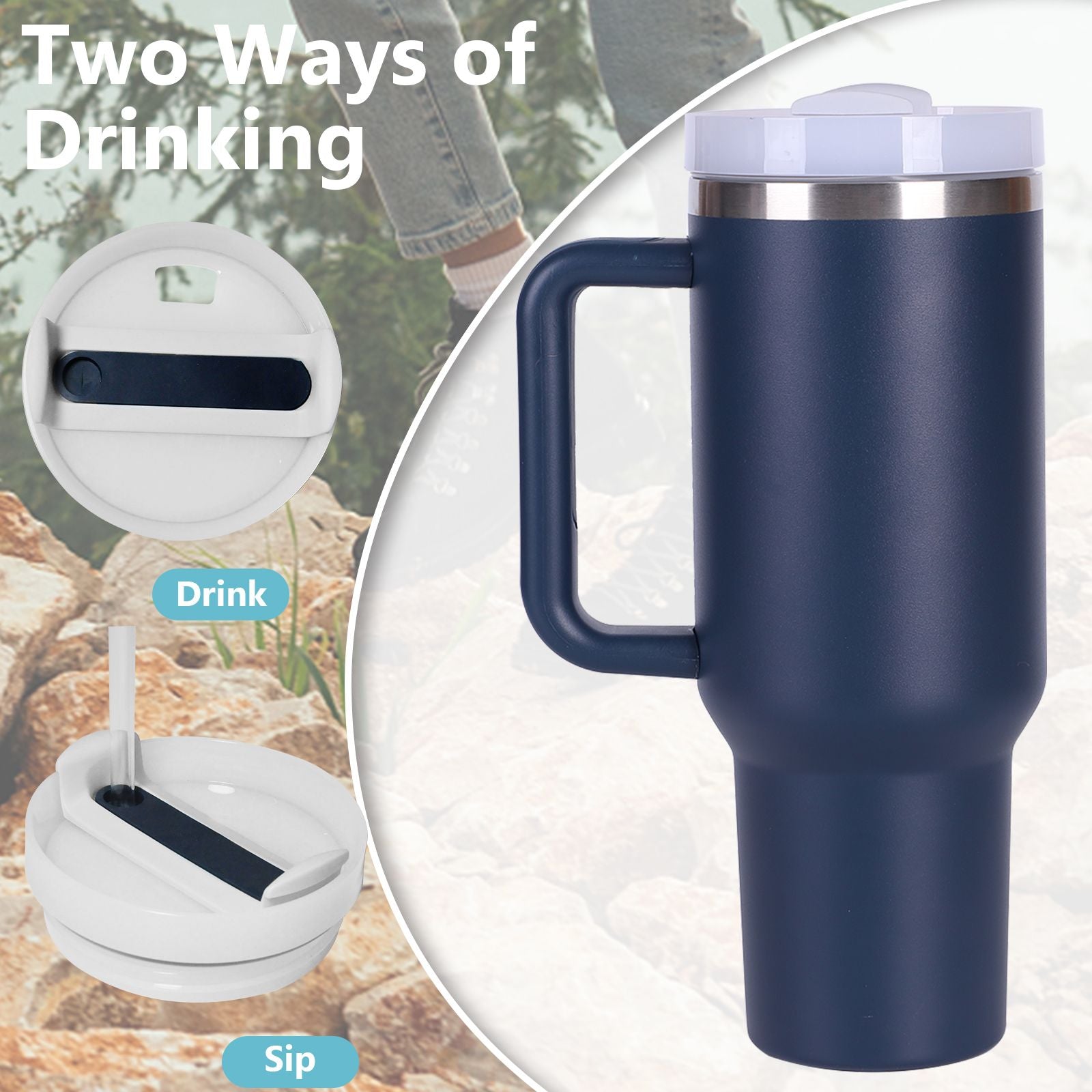 40oz V2 large capacity tumbler,  With Handle And Straw Lid, Insulated Reusable Stainless Steel Water Bottles Travel Mug Coffee Cup car cup water cup For Men Women Outdoor Camping Driving, gift - Premium Water Bottles from Doba - Just $31.60! Shop now at Handbags Specialist Headquarter
