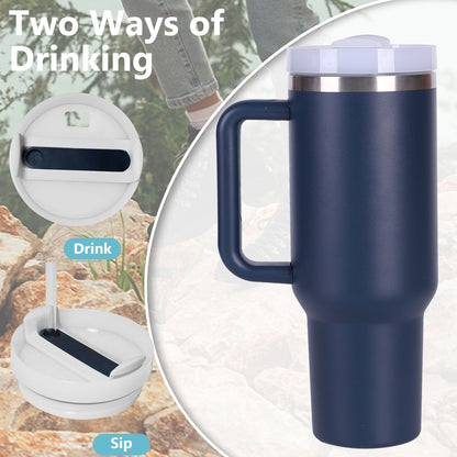 40oz V2 large capacity tumbler,  With Handle And Straw Lid, Insulated Reusable Stainless Steel Water Bottles Travel Mug Coffee Cup car cup water cup For Men Women Outdoor Camping Driving, gift - Premium Water Bottles from Doba - Just $31.60! Shop now at Handbags Specialist Headquarter