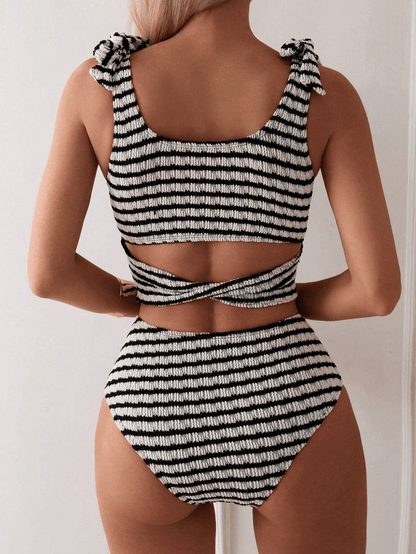 Women's two-piece striped swimsuit - Premium Swimsuit Set from Doba - Just $30.28! Shop now at Handbags Specialist Headquarter