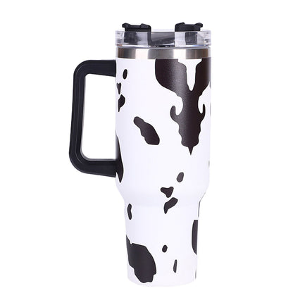 40oz 5D cowprint Insulated Tumbler With Handle And Straw Lid Portable Large Capacity water bottle, Heat preservation,304 Stainless Steel Cup For Outdoor Sports, Travel & Camping Birthday Gift - Premium Water Bottles from Doba - Just $39.48! Shop now at Handbags Specialist Headquarter