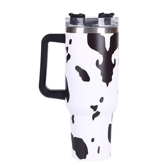40oz 5D cowprint Insulated Tumbler With Handle And Straw Lid Portable Large Capacity water bottle, Heat preservation,304 Stainless Steel Cup For Outdoor Sports, Travel & Camping Birthday Gift - Premium Water Bottles from Doba - Just $39.48! Shop now at Handbags Specialist Headquarter