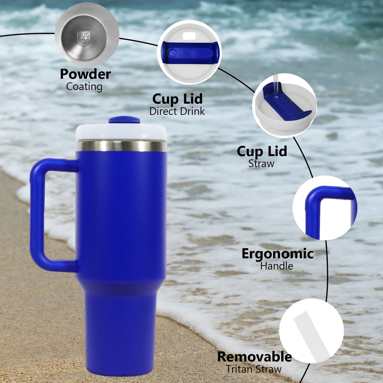 40oz V2 large capacity tumbler,  With Handle And Straw Lid, Insulated Reusable Stainless Steel Water Bottles Travel Mug Coffee Cup car cup water cup For Men Women Outdoor Camping Driving, gift - Premium Water Bottles from Doba - Just $31.60! Shop now at Handbags Specialist Headquarter