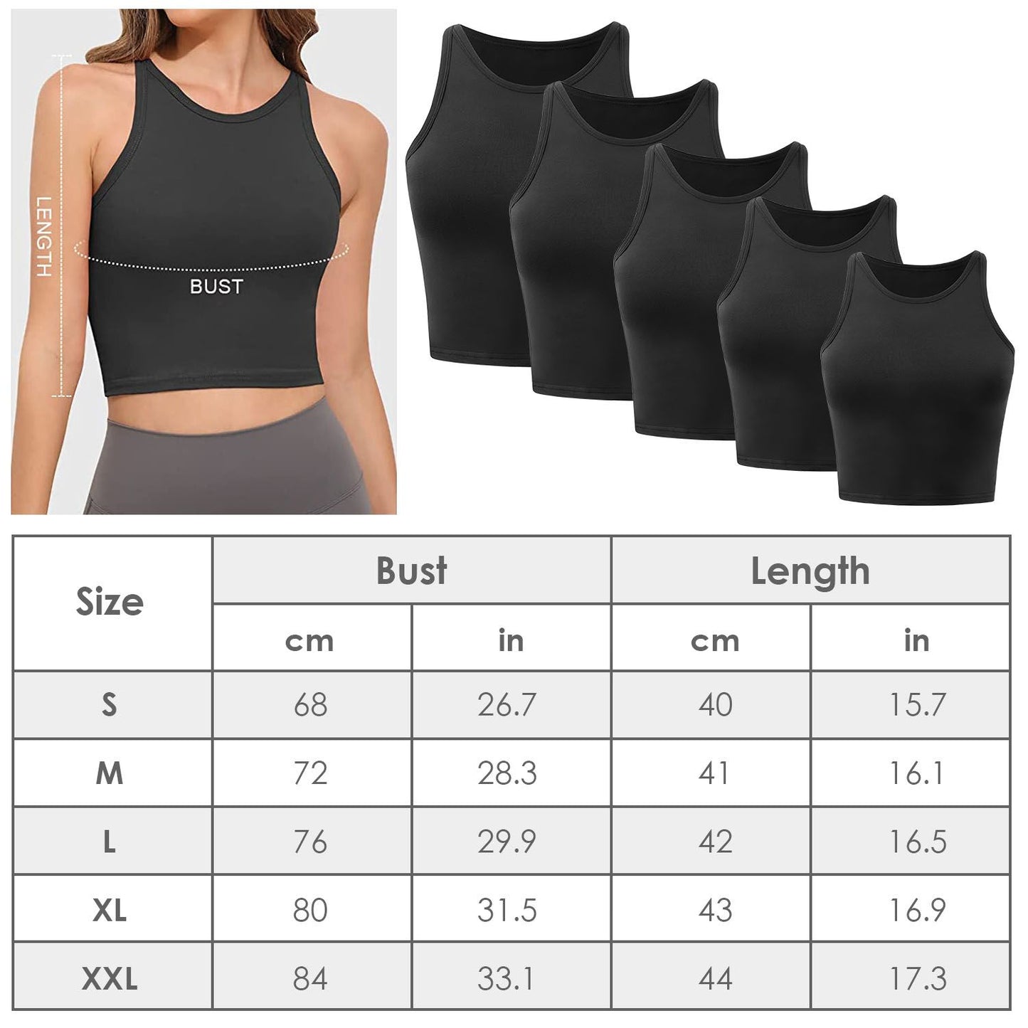 Women Sleeveless Cropped Tank Top High Neck Crop Racer Back Workout Top Machine Washable Summer - Premium Tops from Doba - Just $39.99! Shop now at Handbags Specialist Headquarter