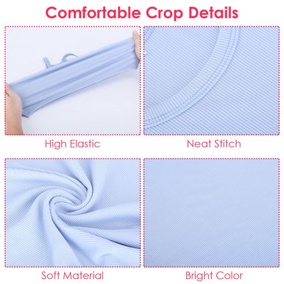 3 Pack Women Crop Basic Tank Top Ribbed Knit Sleeveless Round Neck 9 Color Machine Wash Summer Crop S to XL - Premium Tops from Doba - Just $55.80! Shop now at Handbags Specialist Headquarter