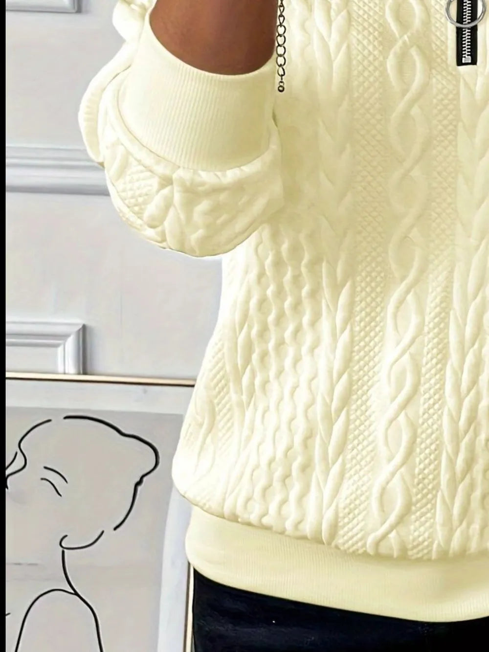 Texture Half Zip Long Sleeve Sweatshirt - Premium Tops from Trendsi - Just $22.16! Shop now at Handbags Specialist Headquarter