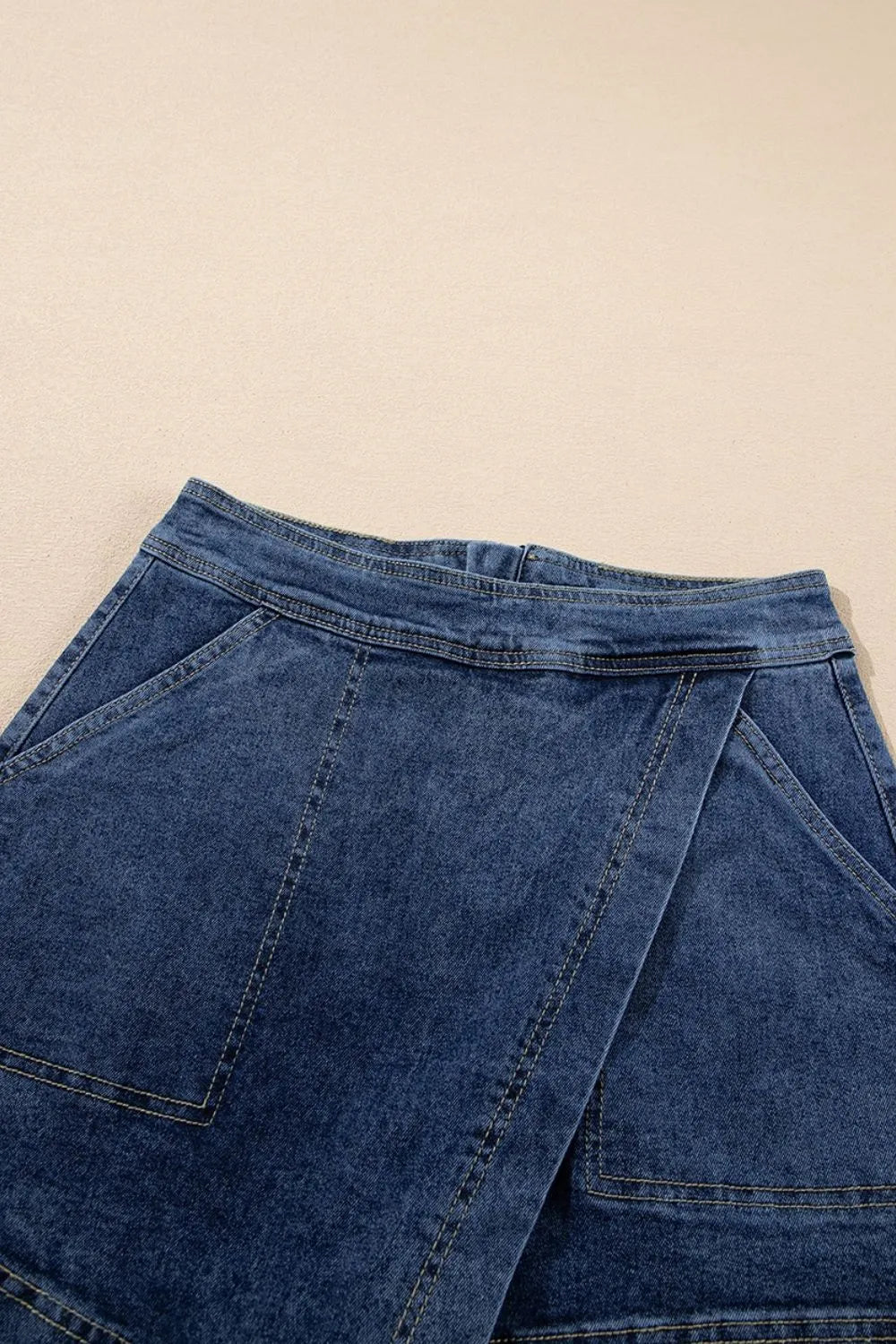 Asymmetrical Denim Skort with Pockets - Premium Women / Jeans & Denim from Trendsi - Just $35.46! Shop now at Handbags Specialist Headquarter