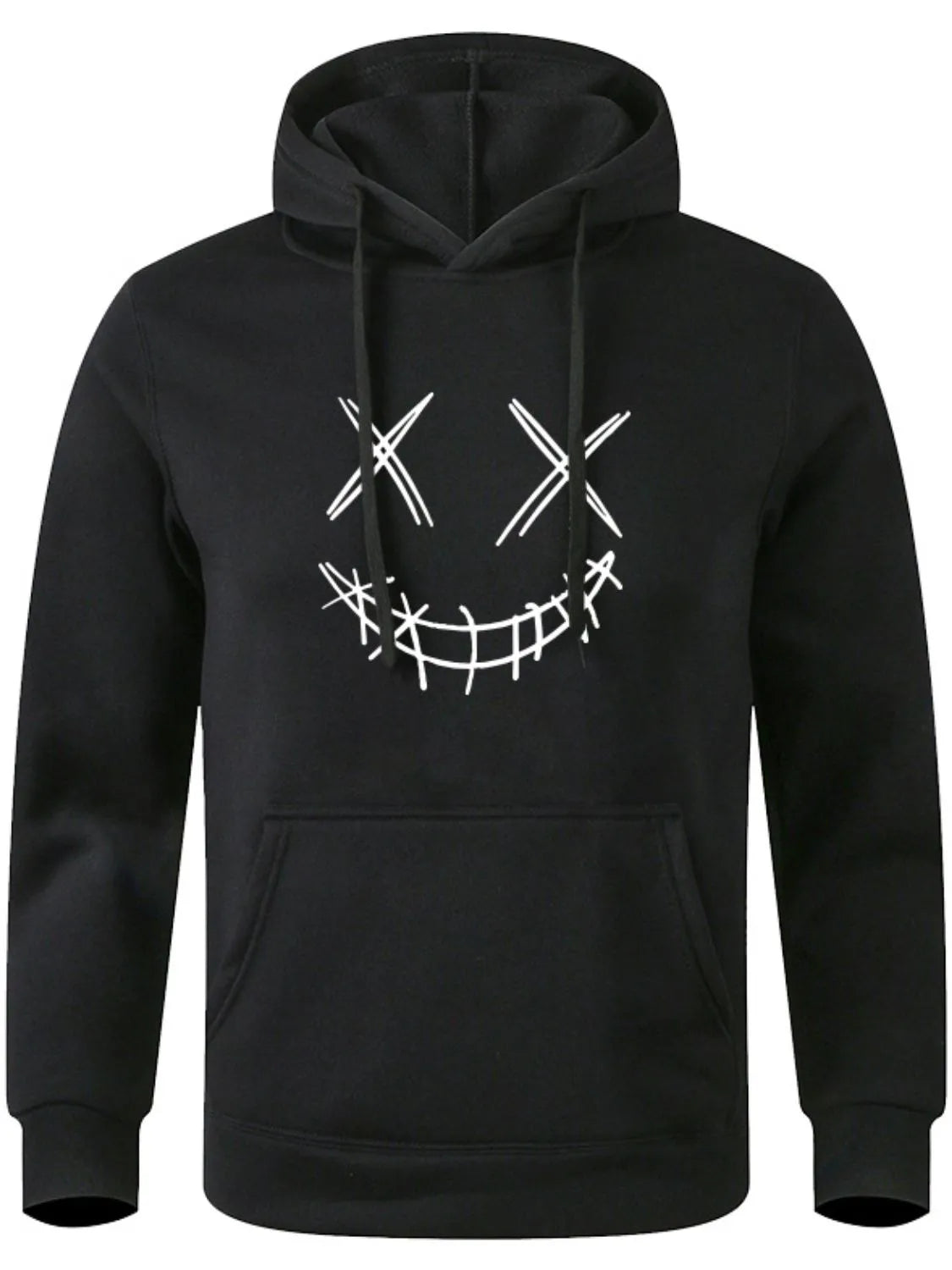 Men's Full Size Drawstring Graphic Long Sleeve Hoodie Plus Size - Premium Men's Sweatshirts from Trendsi - Just $22.56! Shop now at Handbags Specialist Headquarter