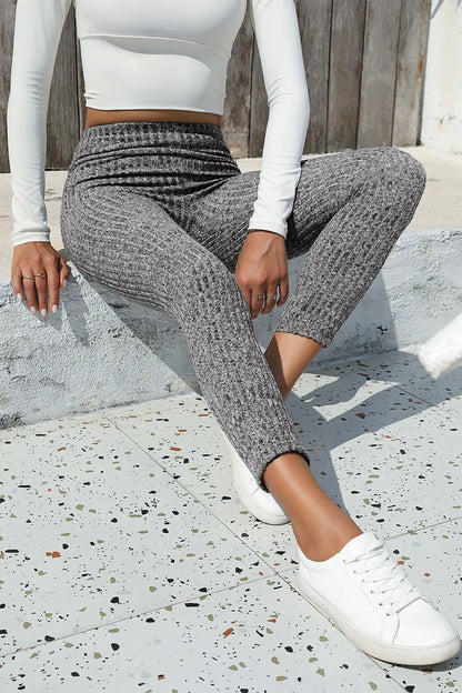 Ribbed High Waist Leggings - Premium Leggings from Trendsi - Just $40.47! Shop now at Handbags Specialist Headquarter