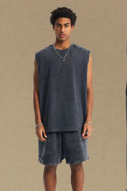 Men's Round Neck Solid Color Tank.