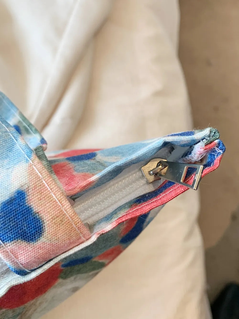 Printed Canvas Handbag with Zipper - Premium Handbags from Trendsi - Just $21.99! Shop now at Handbags Specialist Headquarter
