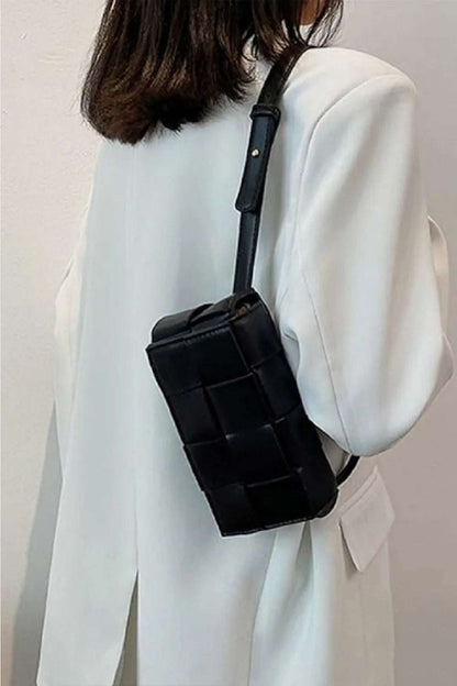 Zenana Vegan Leather Woven Crossbody Bag - Premium Crossbody Bag from Trendsi - Just $31.99! Shop now at Handbags Specialist Headquarter