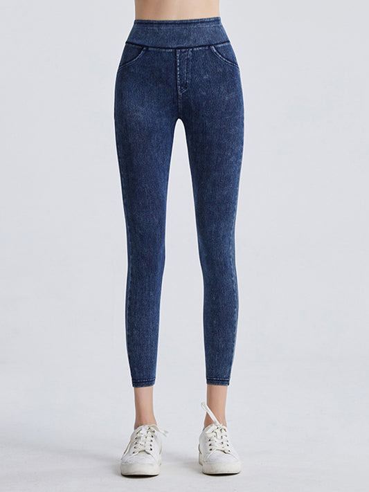 Wide Waistband Sports Leggings - Premium Leggings from Trendsi - Just $57.15! Shop now at Handbags Specialist Headquarter