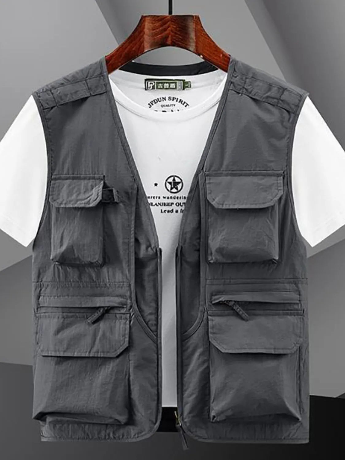 Men's Plus Size Zip Up V-Neck Vest - Premium  from Trendsi - Just $45.28! Shop now at Handbags Specialist Headquarter