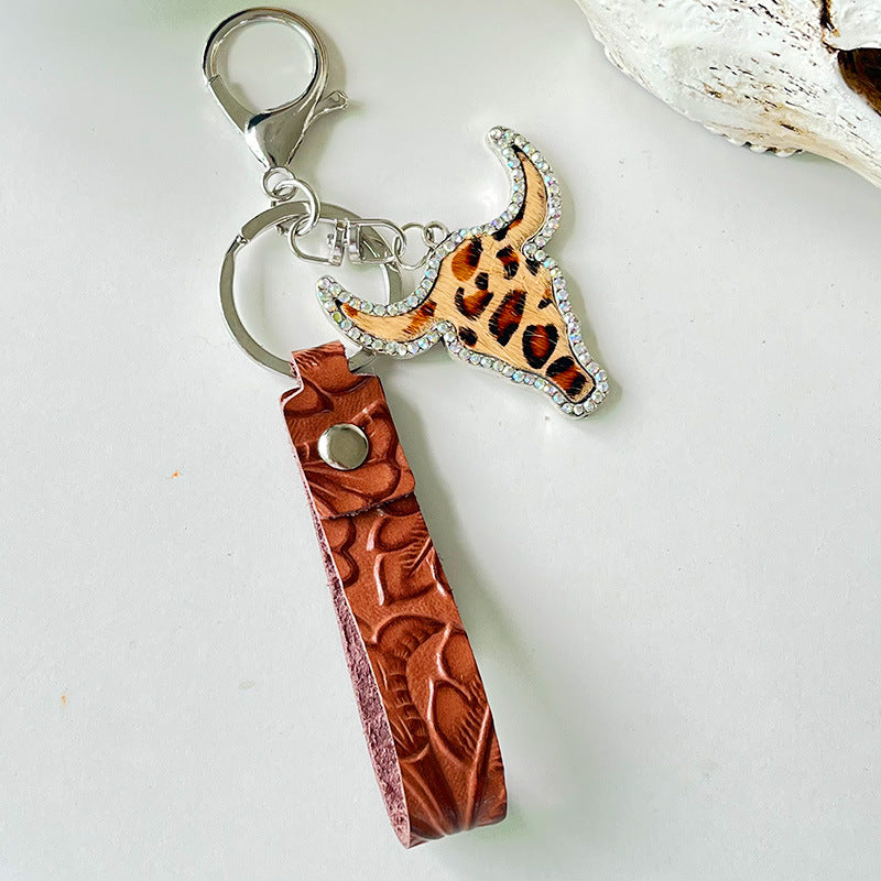Rhinestone Bull Keychain - Premium Key chain from Trendsi - Just $11! Shop now at Handbags Specialist Headquarter