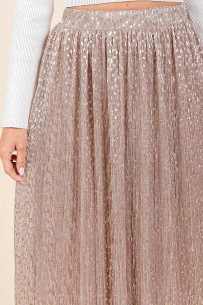 Mittoshop Metallic Glitter Speckle Print Elastic Midi Skirt - Premium Skirts from Trendsi - Just $54.99! Shop now at Handbags Specialist Headquarter