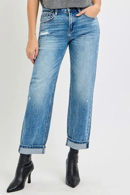 RISEN Full Size High Rise Ankle Boyfriend Distressed Jeans Plus Size - Premium Women / Jeans & Denim from Trendsi - Just $59.44! Shop now at Handbags Specialist Headquarter