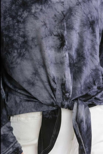 Umgee Full Size Tie Dye Lightweight Long Sleeve Top Plus Size.