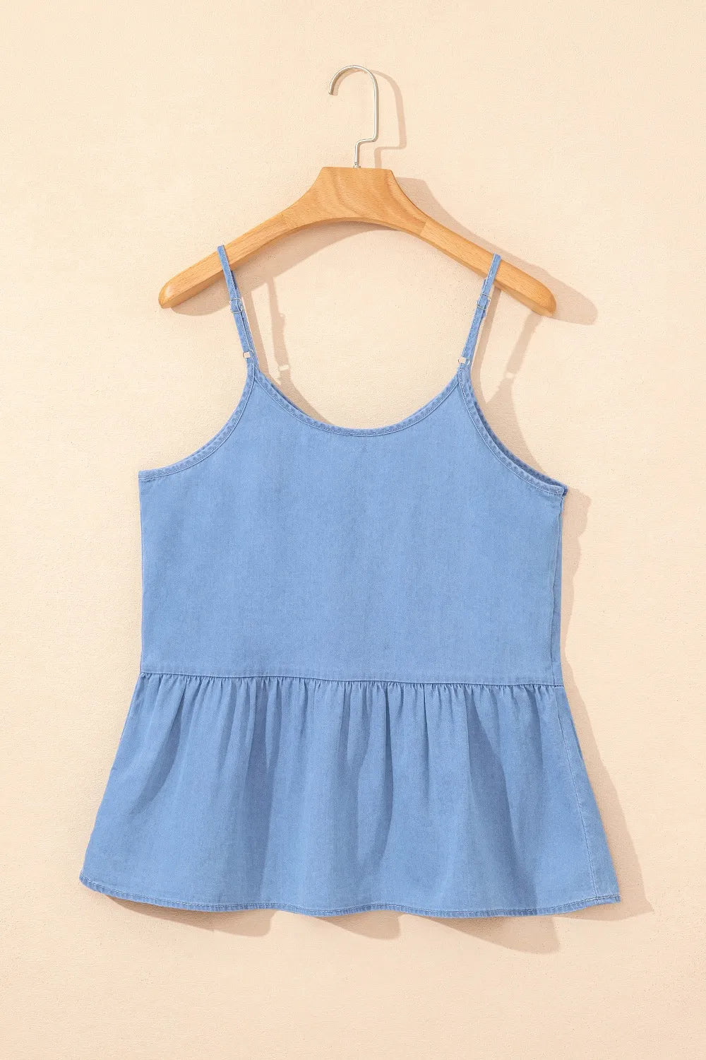 Ruffled Spaghetti Straps Denim Tank Top - Premium Women / Jeans & Denim from Trendsi - Just $28.70! Shop now at Handbags Specialist Headquarter