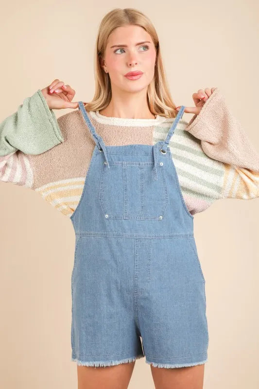 VERY J Mineral Washed Denim Casual Romper - Premium Women / Jeans & Denim from Trendsi - Just $40! Shop now at Handbags Specialist Headquarter