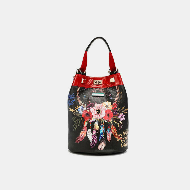 Nicole Lee USA Flower Pattern Adjustable Strap Backpack Bag.