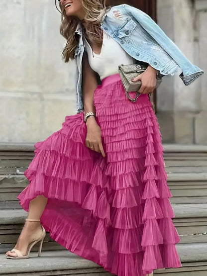 Layered Ruffle Maxi Skirt - Premium Skirts from Trendsi - Just $38.99! Shop now at Handbags Specialist Headquarter