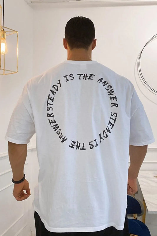 Men's Plus Size Letter Round Neck Half Sleeve T-Shirt - Premium Men's T Shirt from Trendsi - Just $23.80! Shop now at Handbags Specialist Headquarter