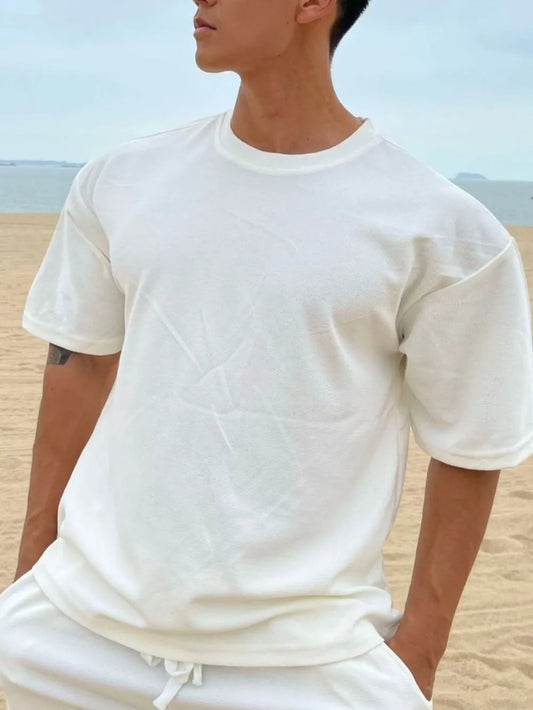 Men's Plus Size Round Neck Half Sleeve T-Shirt - Premium Men's T Shirt from Trendsi - Just $22.76! Shop now at Handbags Specialist Headquarter