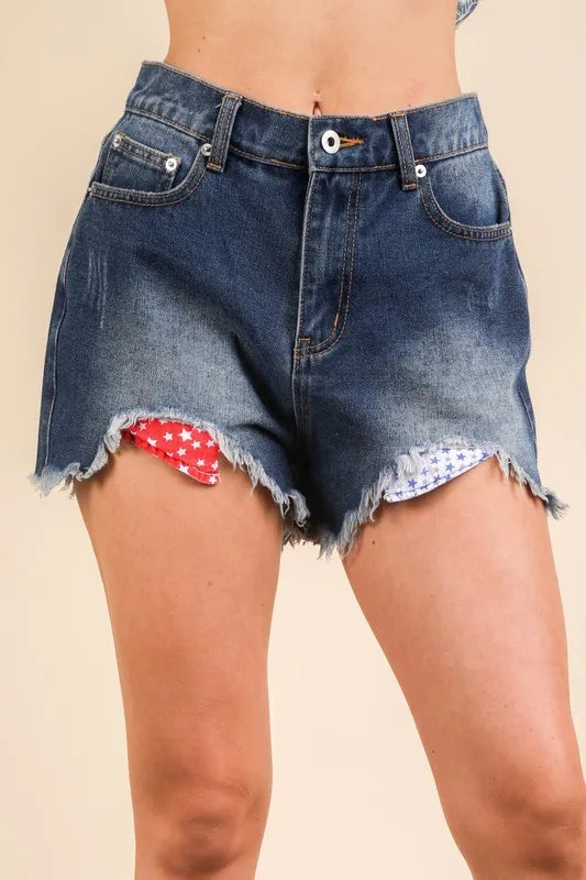 VERY J Raw Hem Pocketed Contrast Washed Denim Shorts - Premium Women / Jeans & Denim from Trendsi - Just $37.78! Shop now at Handbags Specialist Headquarter
