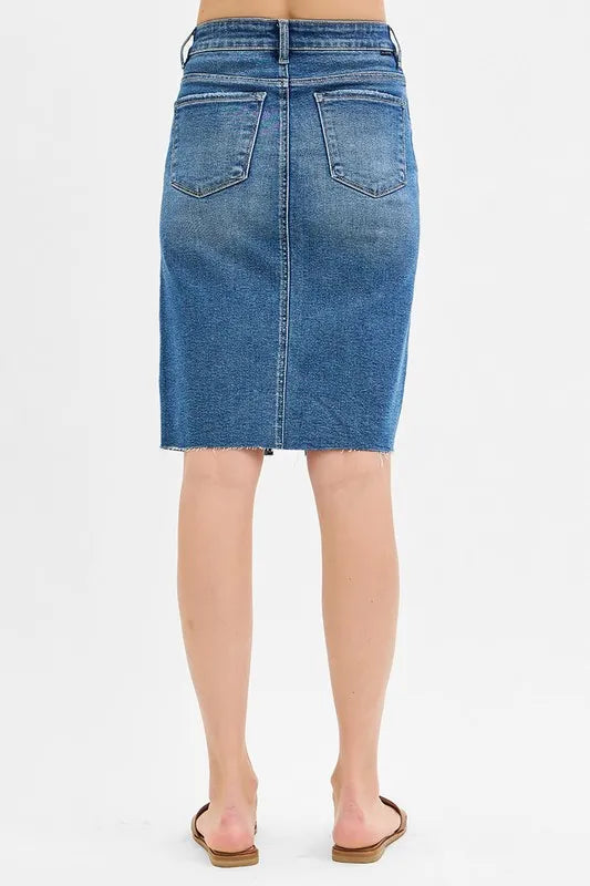 RISEN Full Size High Rise Front Slit Pencil Skirts Plus Size - Premium Women / Jeans & Denim from Trendsi - Just $50.02! Shop now at Handbags Specialist Headquarter