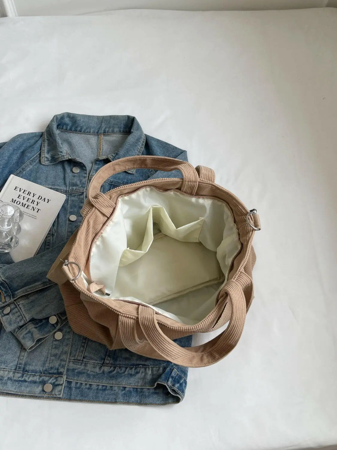 Corduroy Solid Large Tote Bag.