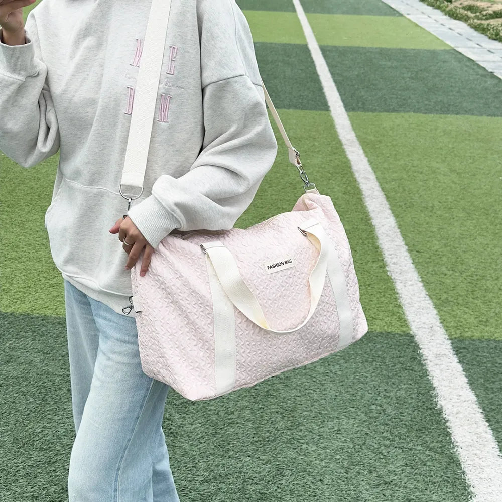 Textured Nylon Travel Bag - Premium travel-bag from Trendsi - Just $44.99! Shop now at Handbags Specialist Headquarter