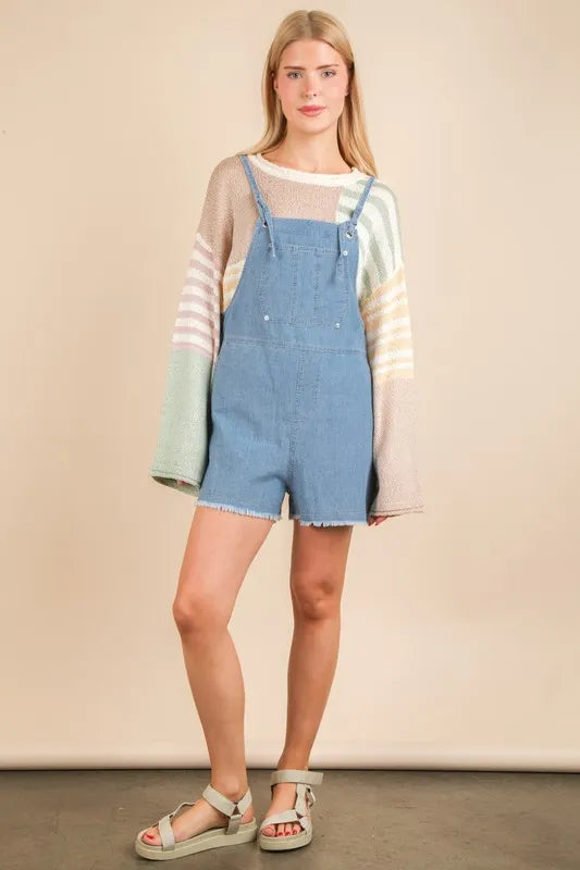 VERY J Mineral Washed Denim Casual Romper - Premium Women / Jeans & Denim from Trendsi - Just $40! Shop now at Handbags Specialist Headquarter