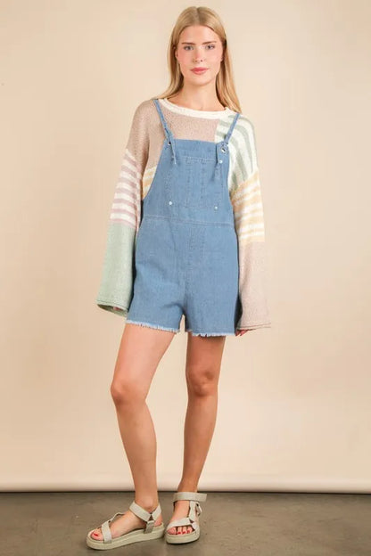VERY J Mineral Washed Denim Casual Romper - Premium Women / Jeans & Denim from Trendsi - Just $40! Shop now at Handbags Specialist Headquarter