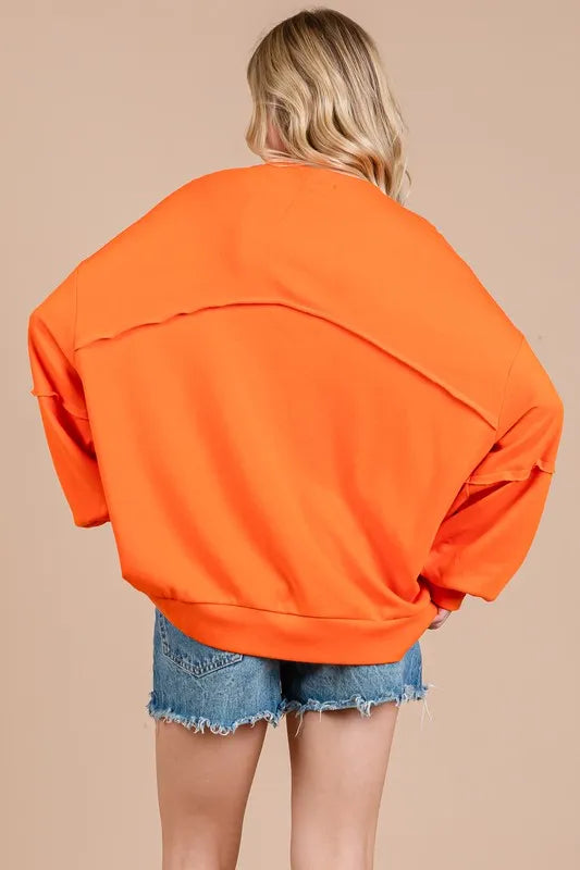 Ces Femme Exposed Seam Long Sleeve Sweatshirt - Premium Men's Sweatshirts from Trendsi - Just $47.90! Shop now at Handbags Specialist Headquarter