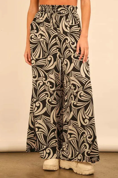 VERY J Plus Size Printed Wide Leg Pants.
