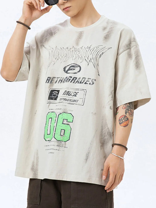 Men's Plus Size Graphic Round Neck Half Sleeve T-Shirt - Premium Men's T Shirt from Trendsi - Just $20.40! Shop now at Handbags Specialist Headquarter
