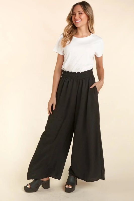 Haptics Elastic Waist Wide Leg Pants with Pockets - Premium Bottoms from Trendsi - Just $44.68! Shop now at Handbags Specialist Headquarter