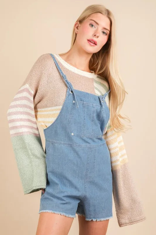 VERY J Mineral Washed Denim Casual Romper - Premium Women / Jeans & Denim from Trendsi - Just $40! Shop now at Handbags Specialist Headquarter