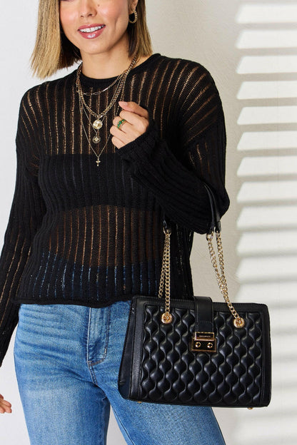 David Jones Quilted PU Leather Handbag.