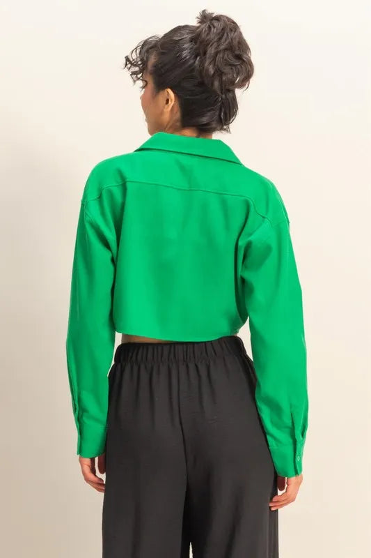 HYFVE Washed Tie Front Crop Top - Premium Tops from Trendsi - Just $31.14! Shop now at Handbags Specialist Headquarter