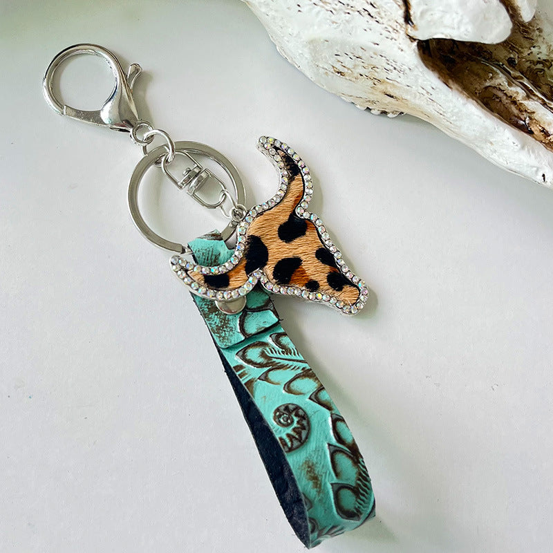 Rhinestone Bull Keychain - Premium Key chain from Trendsi - Just $11! Shop now at Handbags Specialist Headquarter