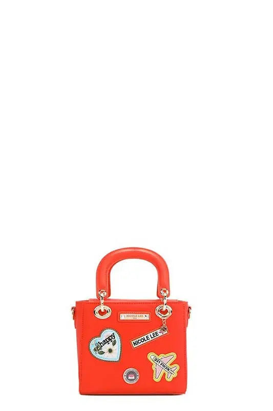 Nicole Lee USA Color Patch Handbag with Top Handle.