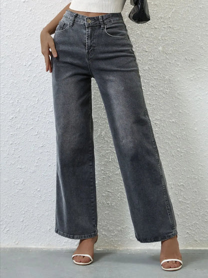 High Rise Wide Leg Jeans - Premium Women / Jeans & Denim from Trendsi - Just $35.86! Shop now at Handbags Specialist Headquarter