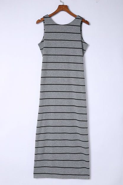 Striped Slit Sleeveless Maxi Dress - Premium Maxi Dress from Trendsi - Just $35.99! Shop now at Handbags Specialist Headquarter