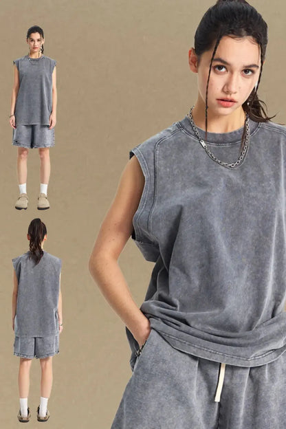 Men's Round Neck Solid Color Tank.