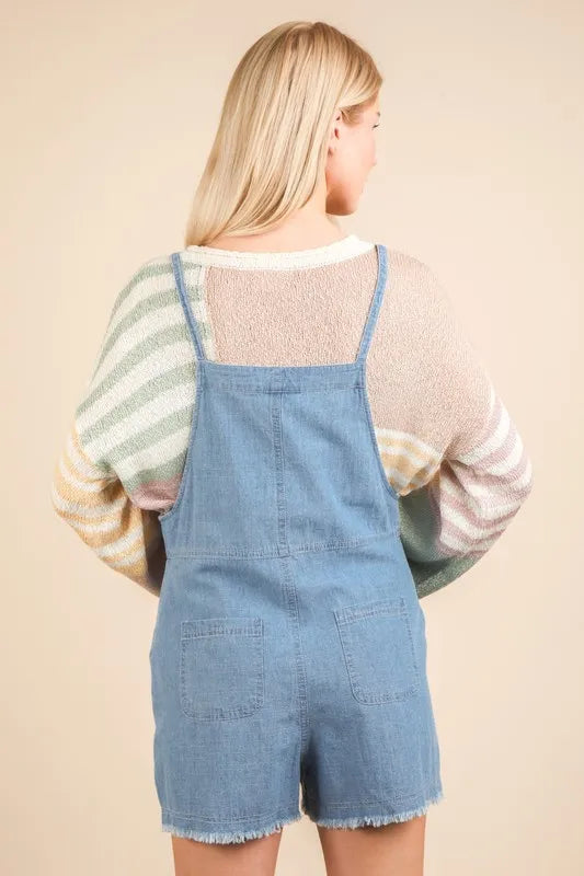 VERY J Mineral Washed Denim Casual Romper - Premium Women / Jeans & Denim from Trendsi - Just $40! Shop now at Handbags Specialist Headquarter